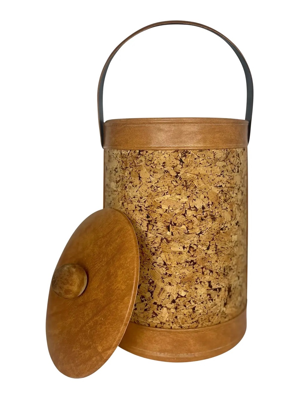 Mid Century Modern Highboy Ice Bucket | Cork & Tan Style of Georges Briard
